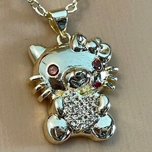 14K Gold Plated Hello kitty Charm with Earrings and Chain set